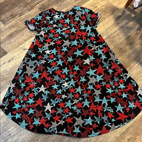 LuLaRoe Red and Blue High Low A-Line Dress with stars - Picture 9 of 9